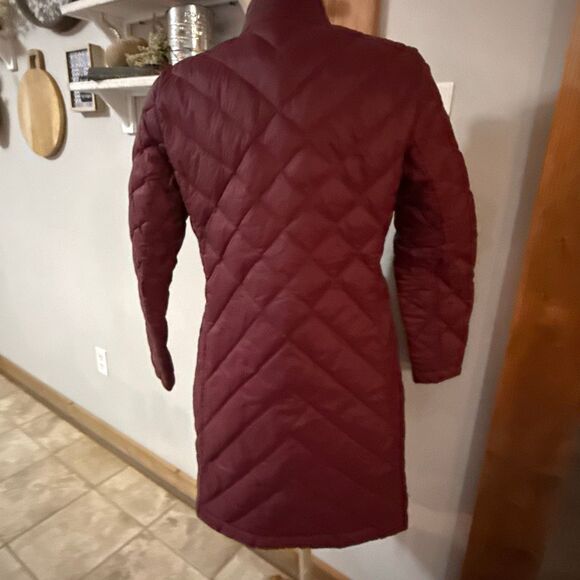 J Jill down filled quilted long puffer coat womens size XS burgandy winter warm - Picture 4 of 9